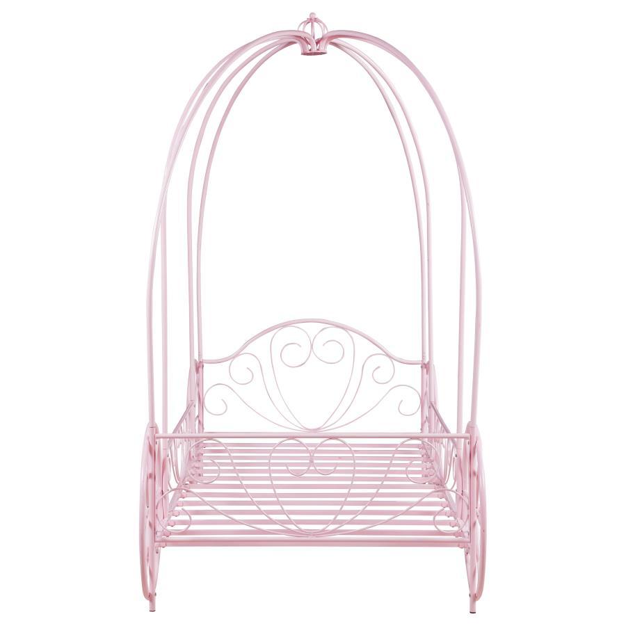 Massi - Metal Twin Canopy Bed - Powder Pink