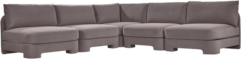 Hammond - Velvet Performance Fabric Upholstered 5 Piece Armless Sectional