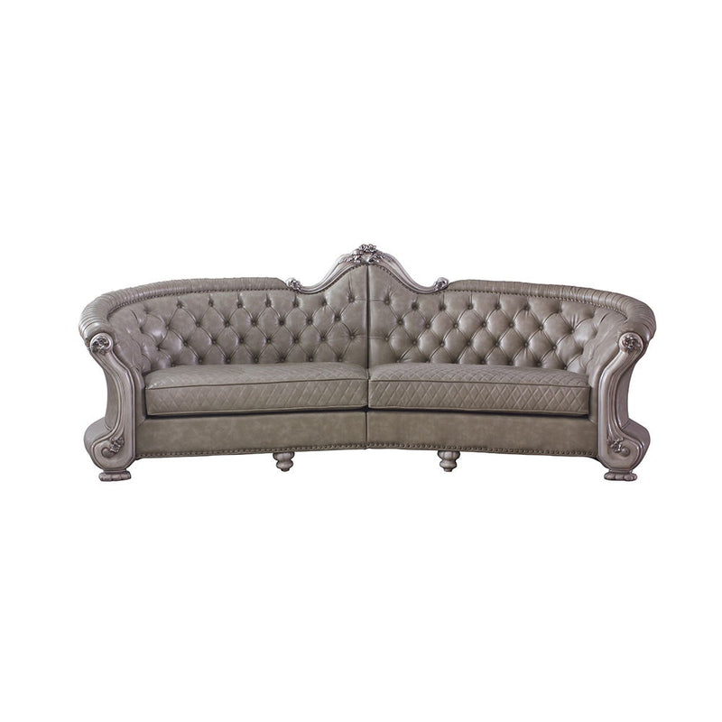 Dresden - 43" Sofa With 5 Pillows - Synthetic Leather & Vintage Bone White