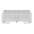 Panos - Console Cabinet - White Marble Print & Chrome