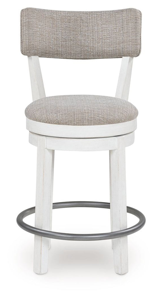 Robbinsdale - Antique White - Upholstered Swivel Barstool (Set of 2)