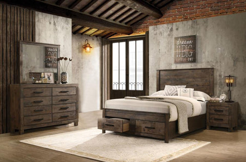 Dark Brown / 4 Pc. Bed, Dresser, Mirror, Nightstand / King