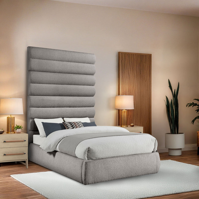 Adam - Boucle Fabric Bed With 89" Headboard