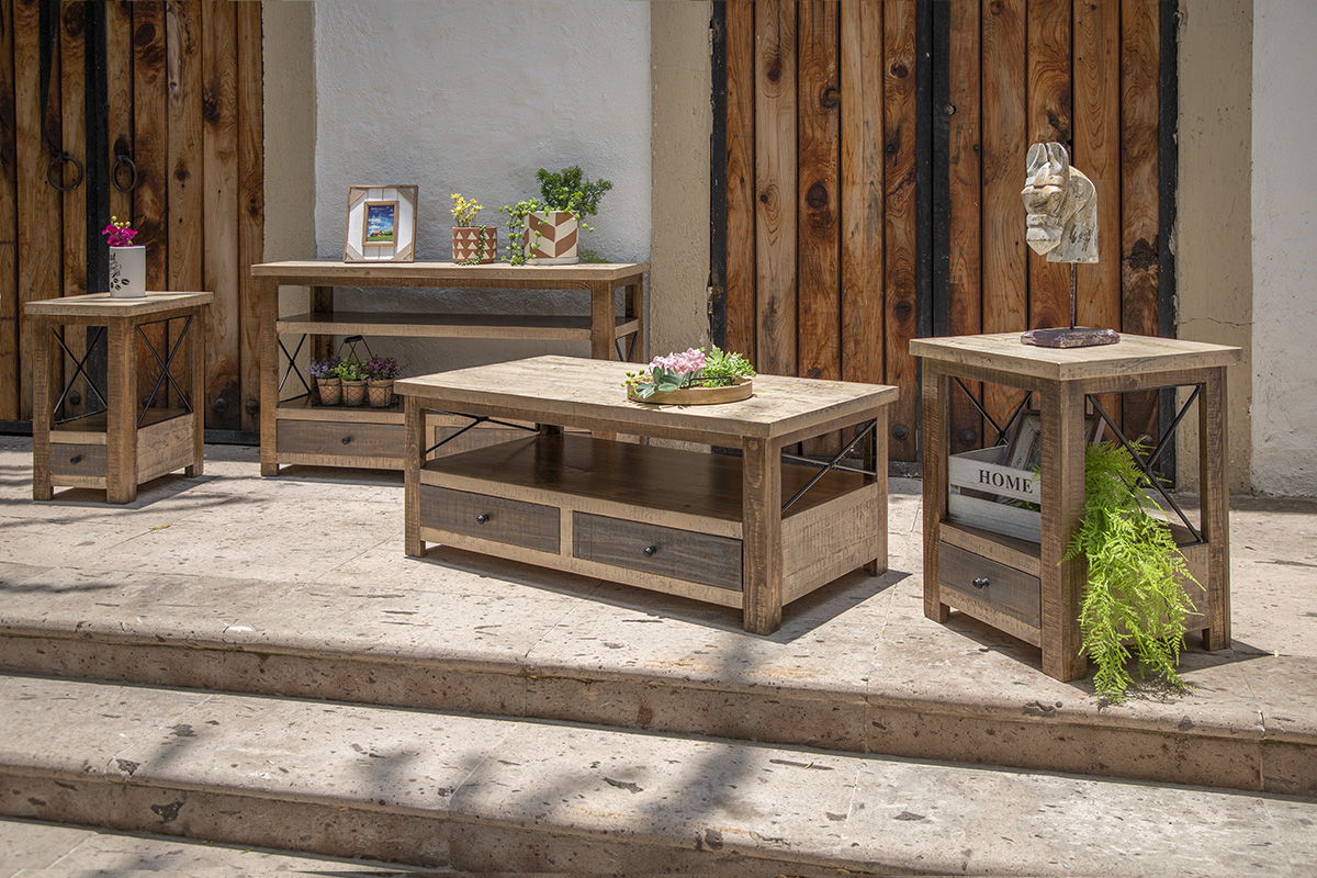 Andaluz - Sofa Table - Brown / Light Brown Antiqued