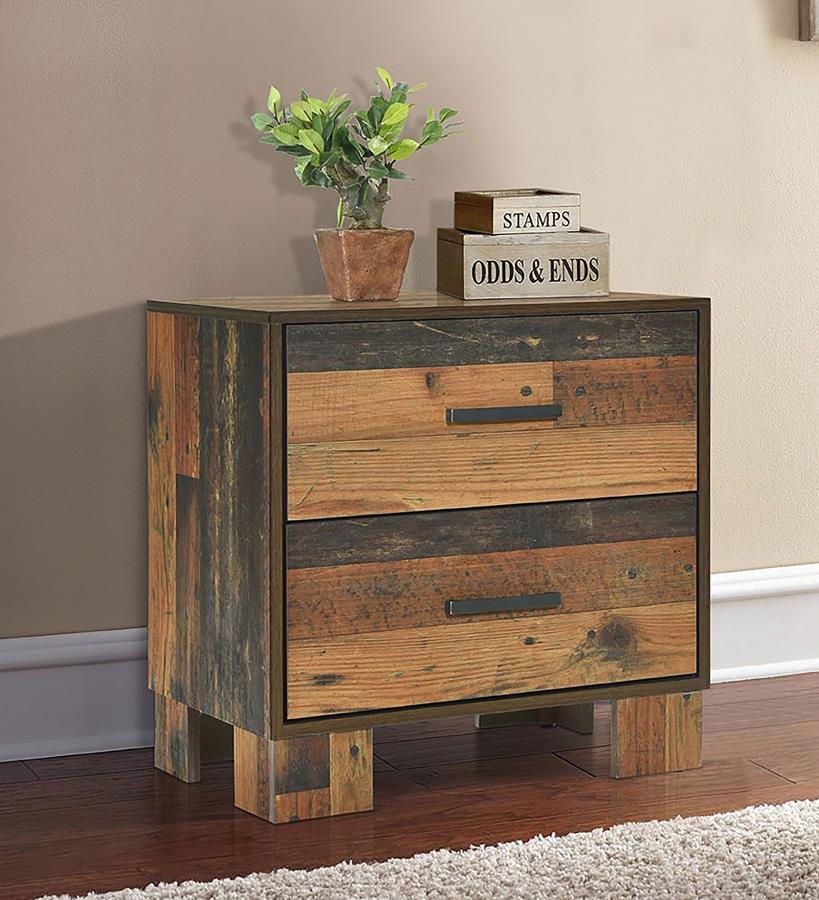 Sidney - 2-Drawer Nightstand - Rustic Pine