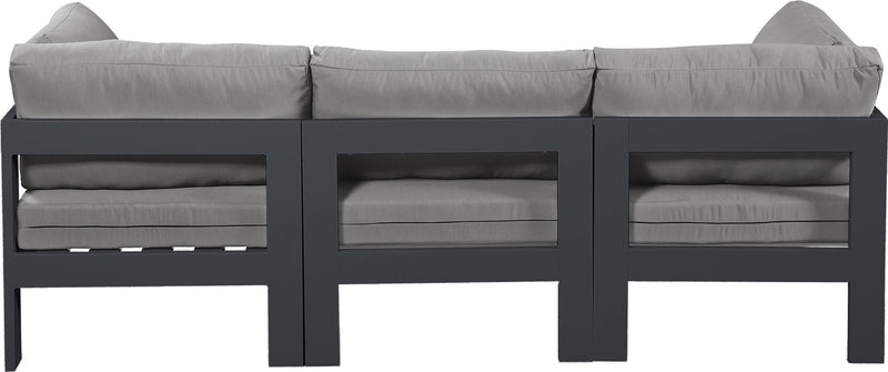 Nizuc - Outdoor Patio 3 Seat Modular Sofa With Gray Frame