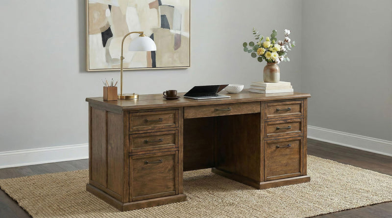 Altidore 68-inch 7-drawer Executive Home Office Desk Distressed Brown