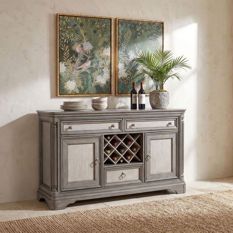 Cresswell 2-door 3-drawer Wine Storage Buffet Weathered Taupe