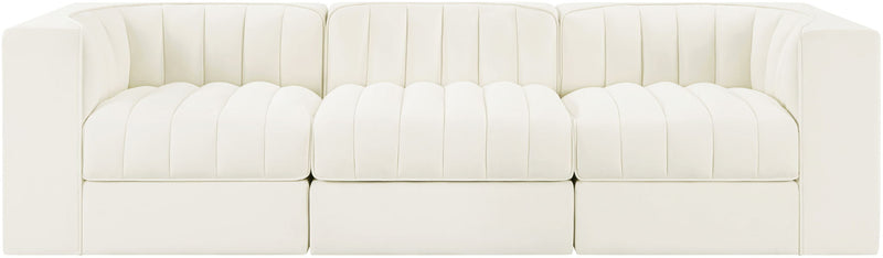 Rummi - Velvet Performance Fabric Upholstered 3 Piece Modular Sofa