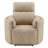 Elison - Motion Glider Recliner With Swivel - Dark Beige Polish Microfiber
