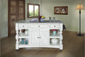 Stone - Kitchen Island With 3 Drawer / 2 Doors / 4 Shelves And Casters - Antiqued Ivory / Weathered Gray