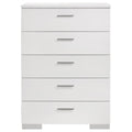 Felicity - 5-Drawer Bedroom Chest - White High Gloss