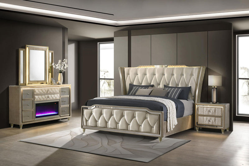 Lorient 4-piece California King Bedroom Set Ivory and Camel