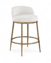 Ferro - Linen Textured Performance Fabric Upholstered Counter Stool - Cream / Brushed Gold