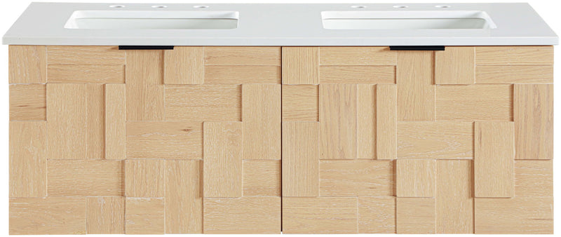 Leonardo - Engineered Stone And Solid Wood 24" Wall Mounted Bathroom Vanity