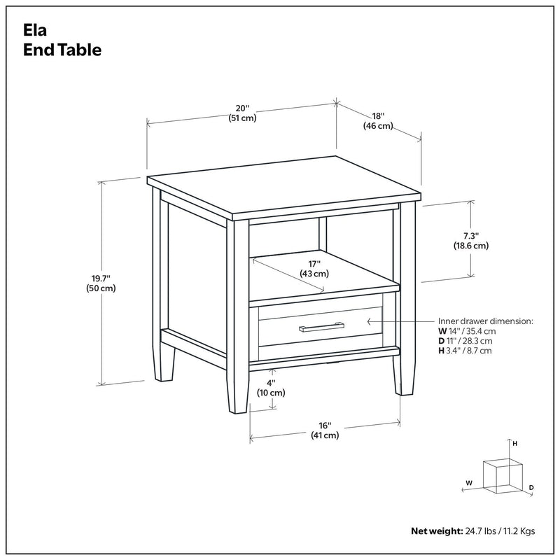 Ela - End Table - Brown