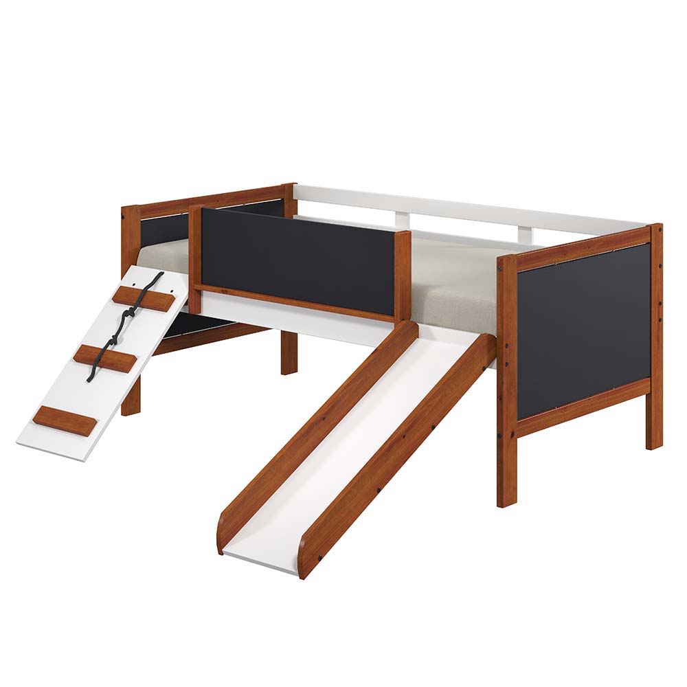 Aurea - Twin Loft Bed With Slide - Cherry Oak & White