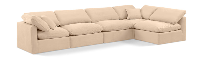 Indulge - Velvet 5 Piece Modular Sectional