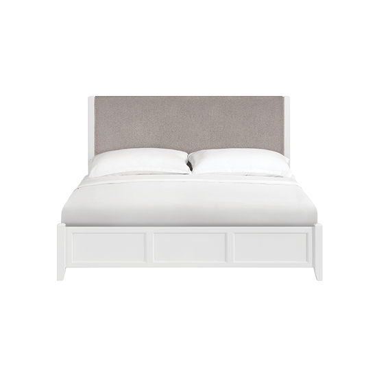 McKenzie - King Upholstered Panel Storage Bed - Snowbound