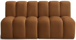 Arc - Velvet 2 Pieces Modular Sofa - Saddle