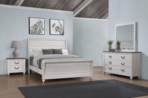 White / 4 Pc. Bed, Dresser, Mirror, Nightstand / King