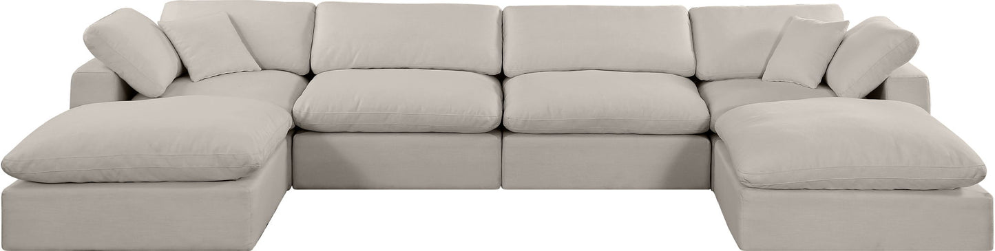 Comfy - 6 Piece Linen Modular Double Chaise Sectional