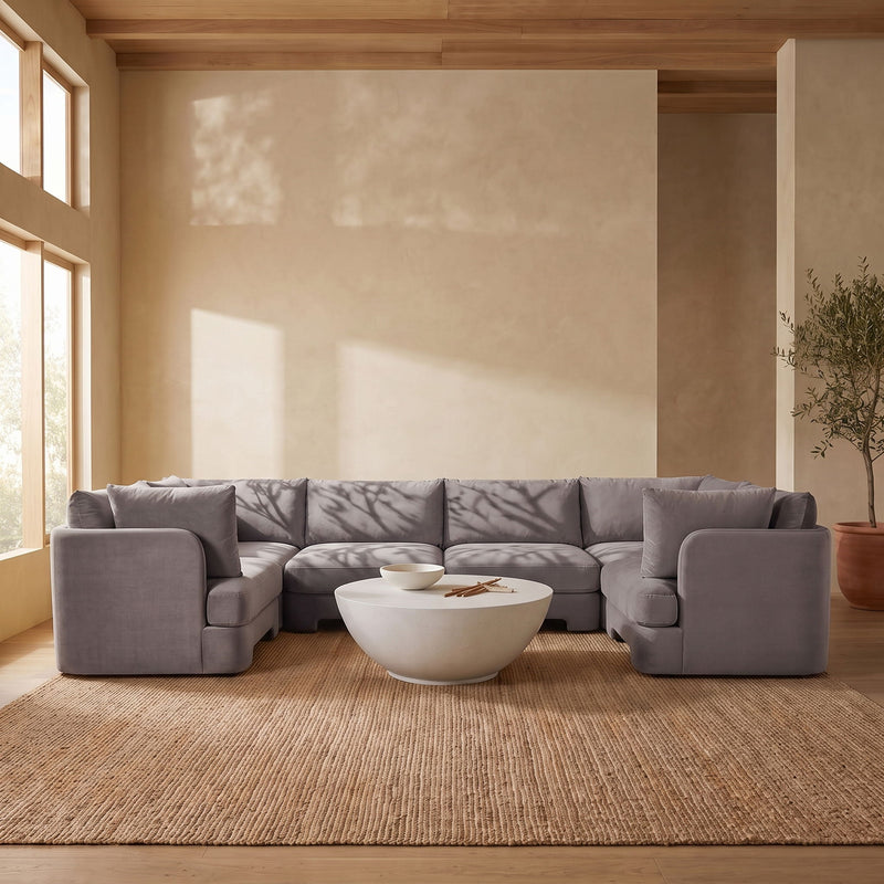 Hammond - Velvet Performance Fabric Upholstered 6 Piece U-Shaped Sectional