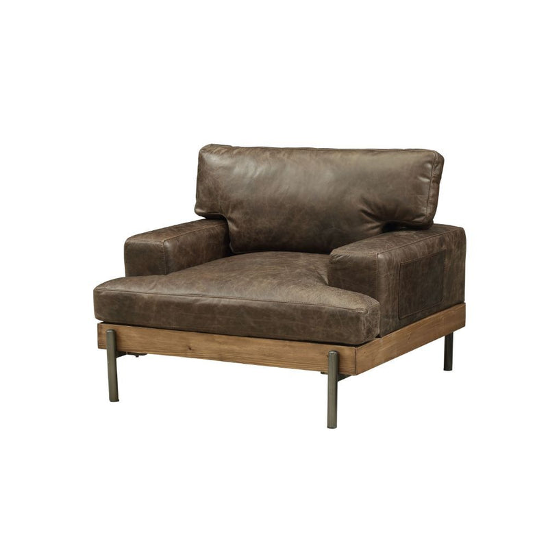 Silchester - Chair - Distress Chocolate Top Grain Leather & Oak