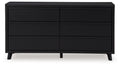 Danziar - Black - Six Drawer Dresser