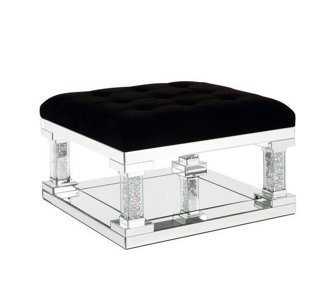 Noralie - Ottoman - Mirrored & Faux Diamonds