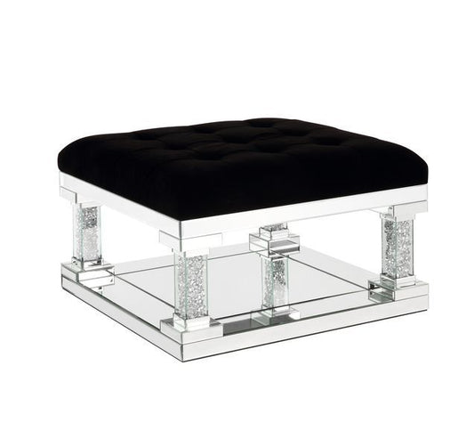 Noralie - Ottoman - Mirrored & Faux Diamonds