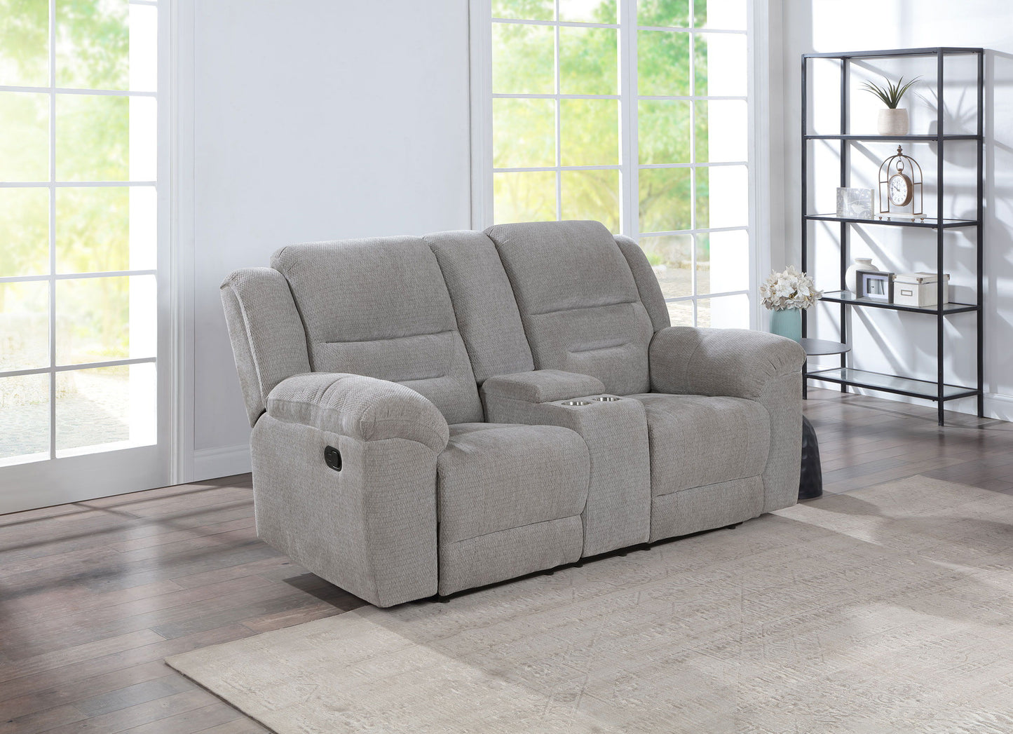 Gilson - Chenille Upholstered Reclining Loveseat - Gray