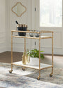 Plattfield - Antique Gold Finish - Bar Cart