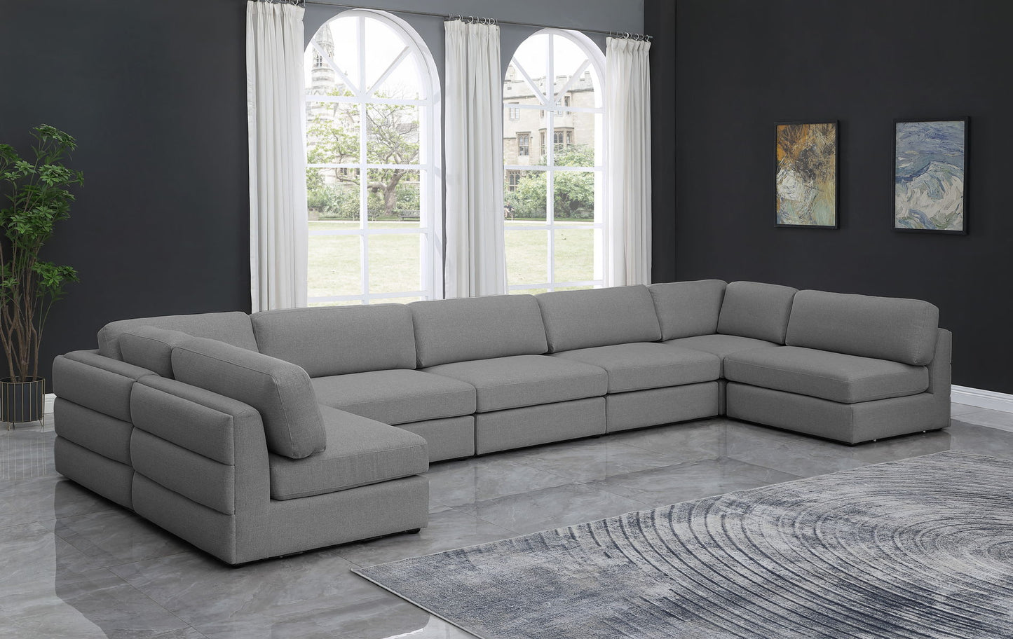 Beckham - Modular Sectional 7 Piece - Gray - Fabric