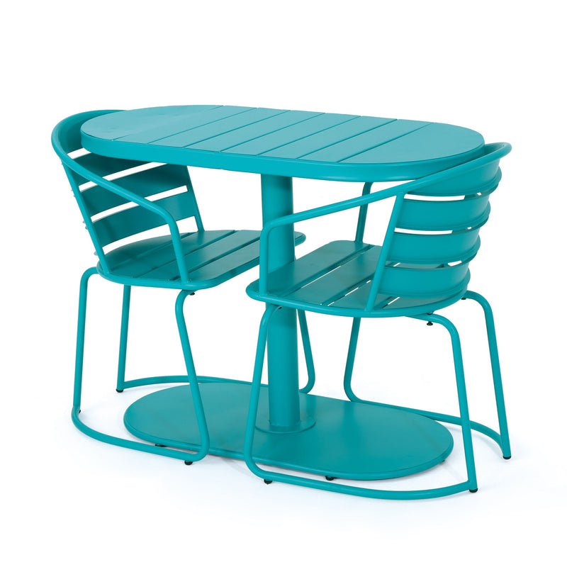 3 Piece Elegant Outdoor Bistro Set With 2 Chairs And Oval Table