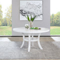 Judd - Round Dining Wood Table With Shelf - Pearl White