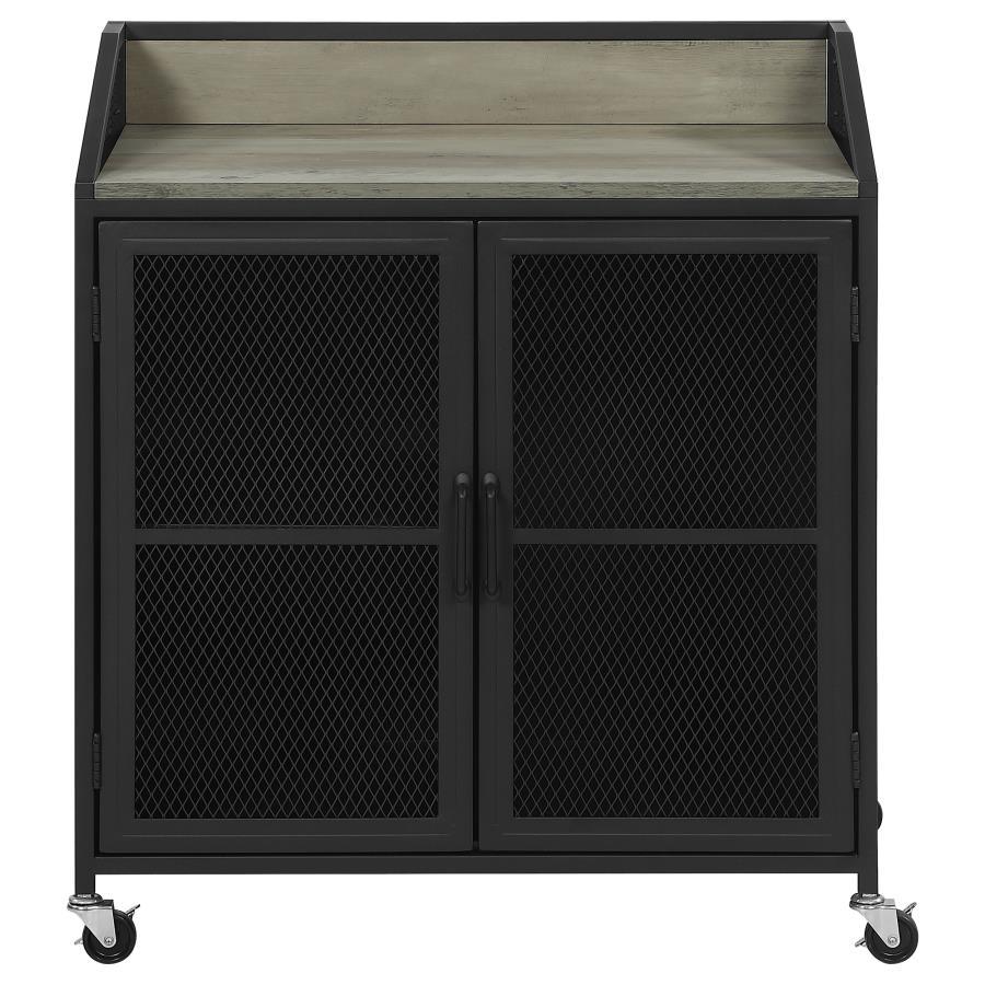 Arlette - 2 Door Mobile Home Bar Wine Cabinet - Sandy Black