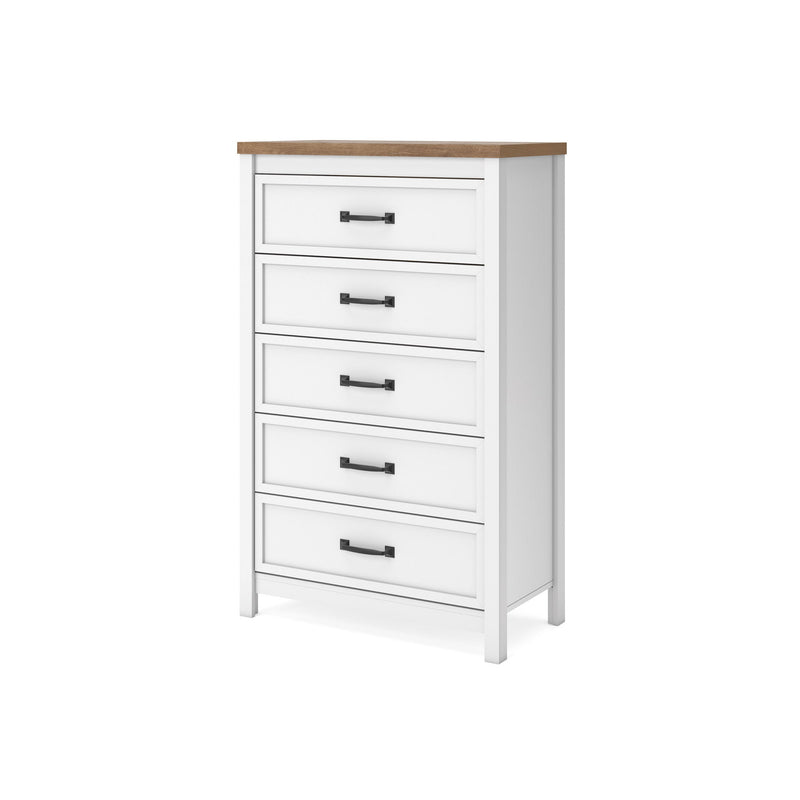 Kerisden - Five Drawer Chest - White / Brown