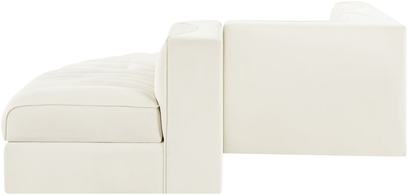 Rummi - Rounded Velvet Performance Fabric Upholstered 5 Piece Modular Sectional