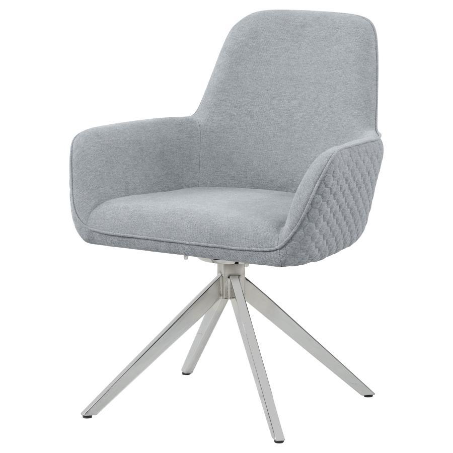 Abby - Fabric Upholstered Swivel Dining Arm Chair - Light Gray