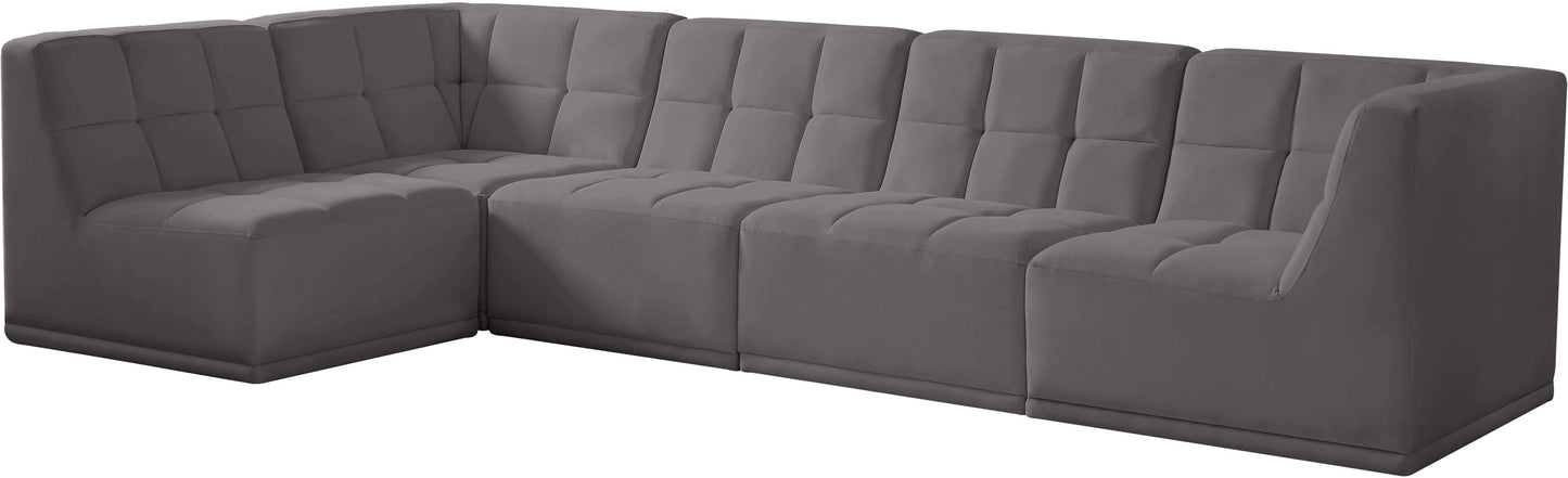 Relax - Modular Sectional 5 Piece - Gray - Fabric