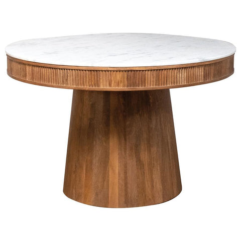 Ortega - Round Marble Top Wood Dining Table - Natural