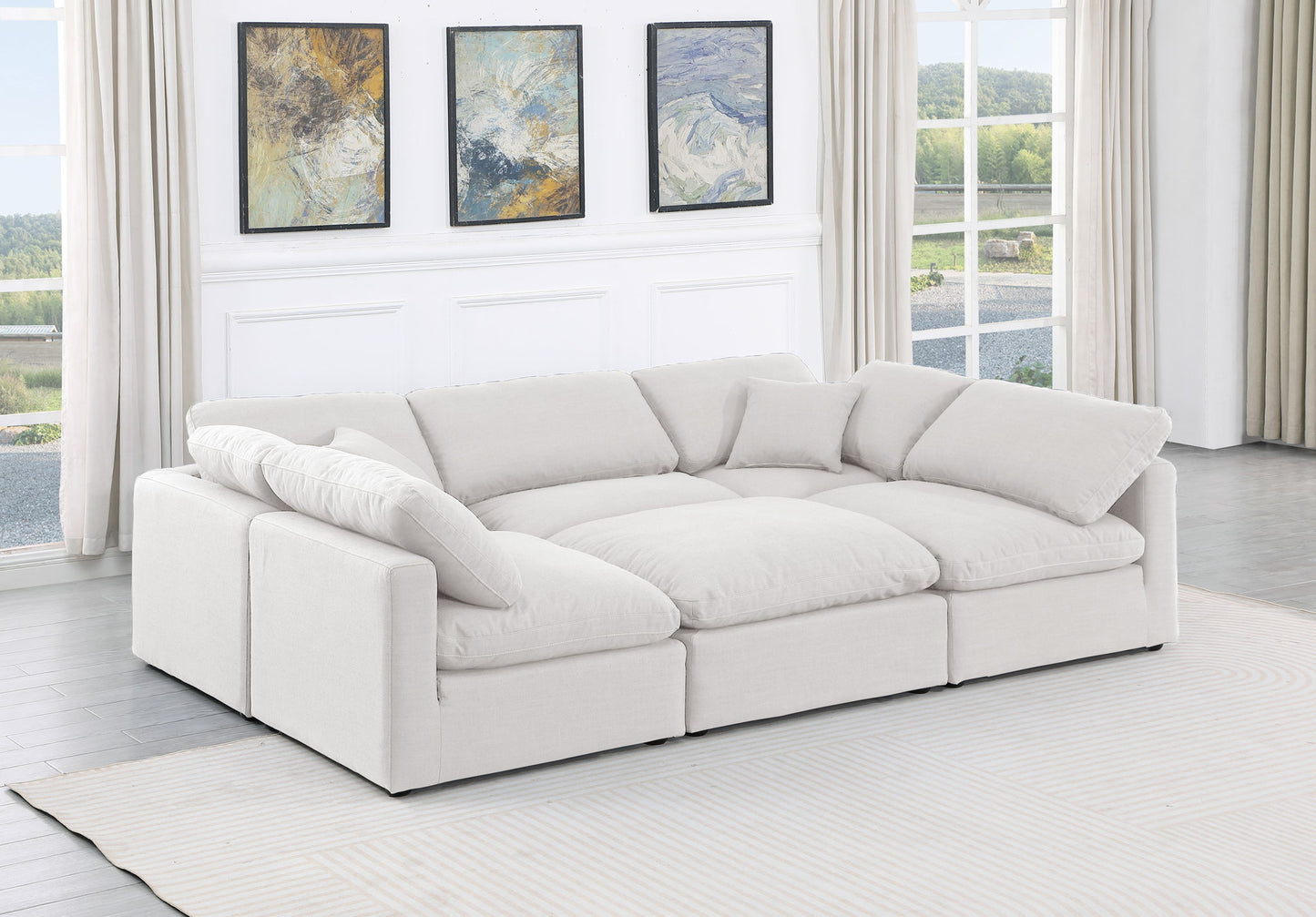 Indulge - Linen 6 Piece Modular Sectional - White