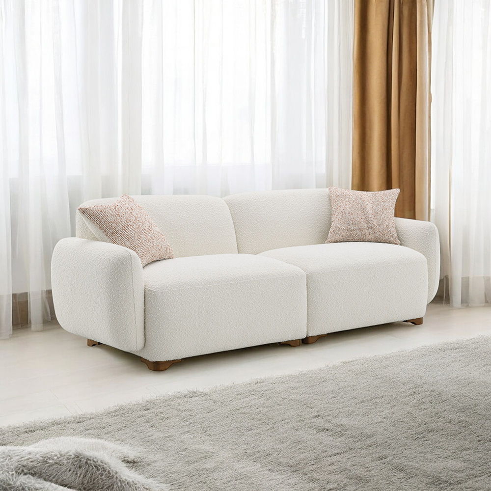 Darius - Sofa With 2 Pillows - Beige Boucle