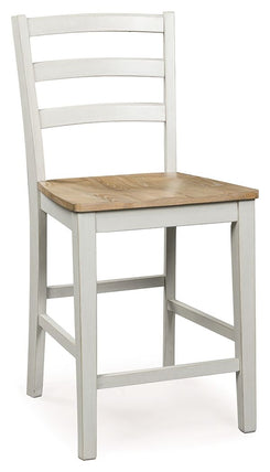 Purlaney - Antique White / Natural - Barstool (Set of 2)