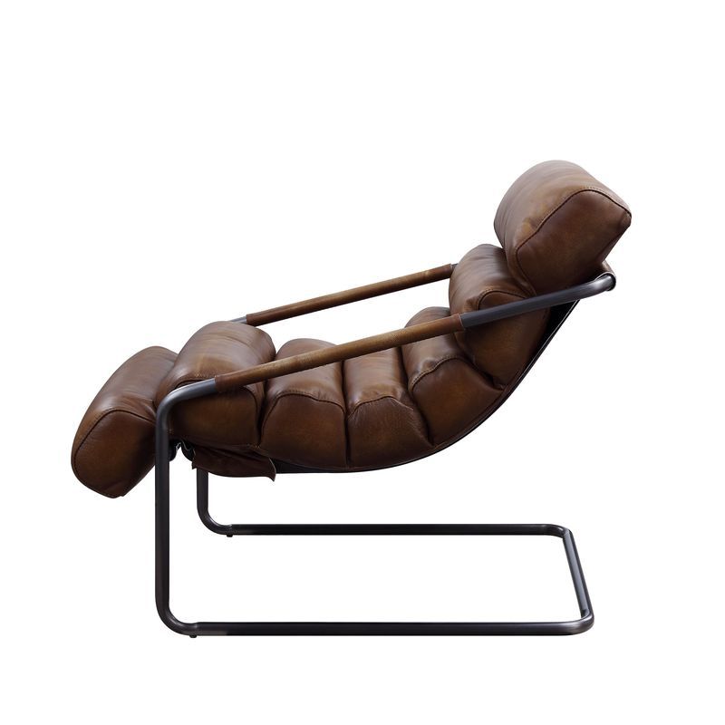 Dolgren - Accent Chair - Sahara Top Grain Leather & Matt Iron