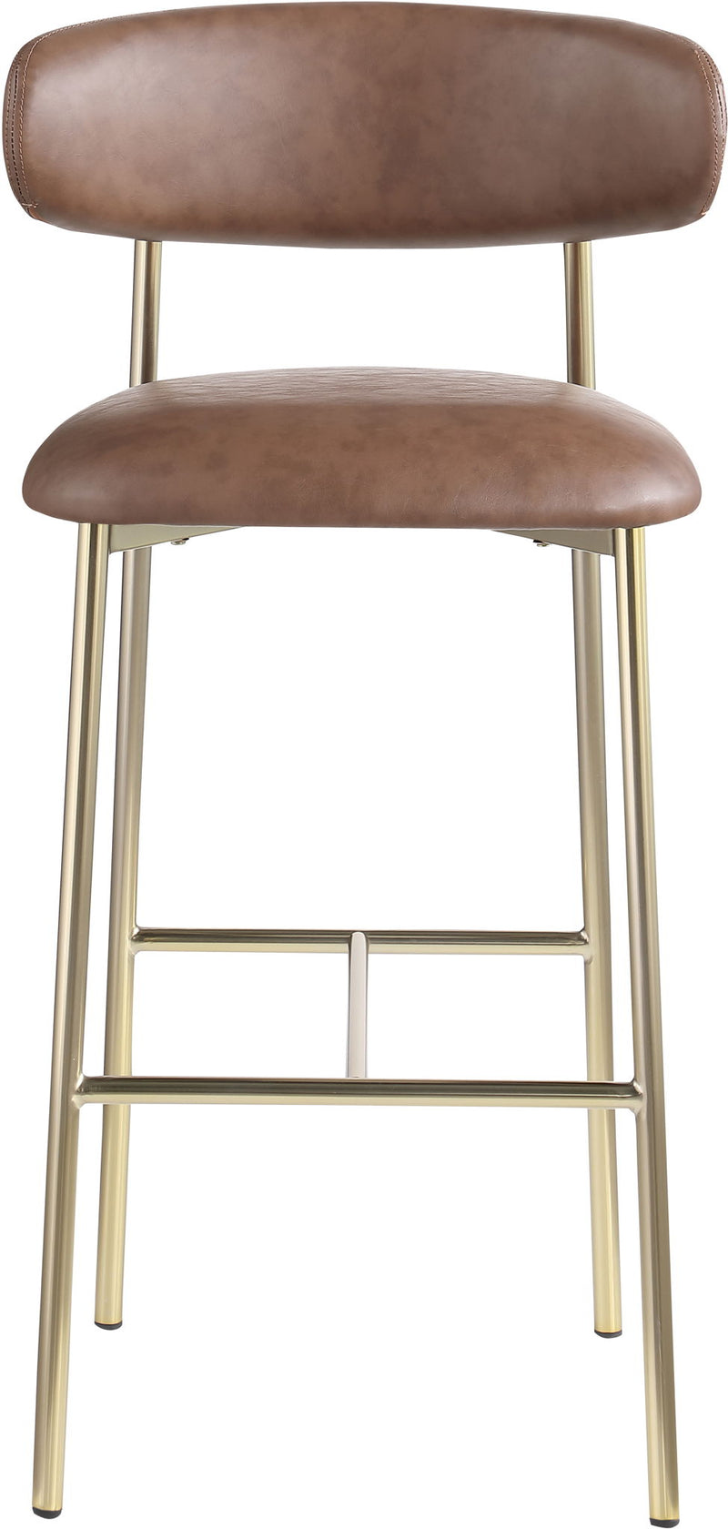 Lupita - Vegan Leather Upholstered Bar Stool With Brushed Gold Frame (Set of 2)