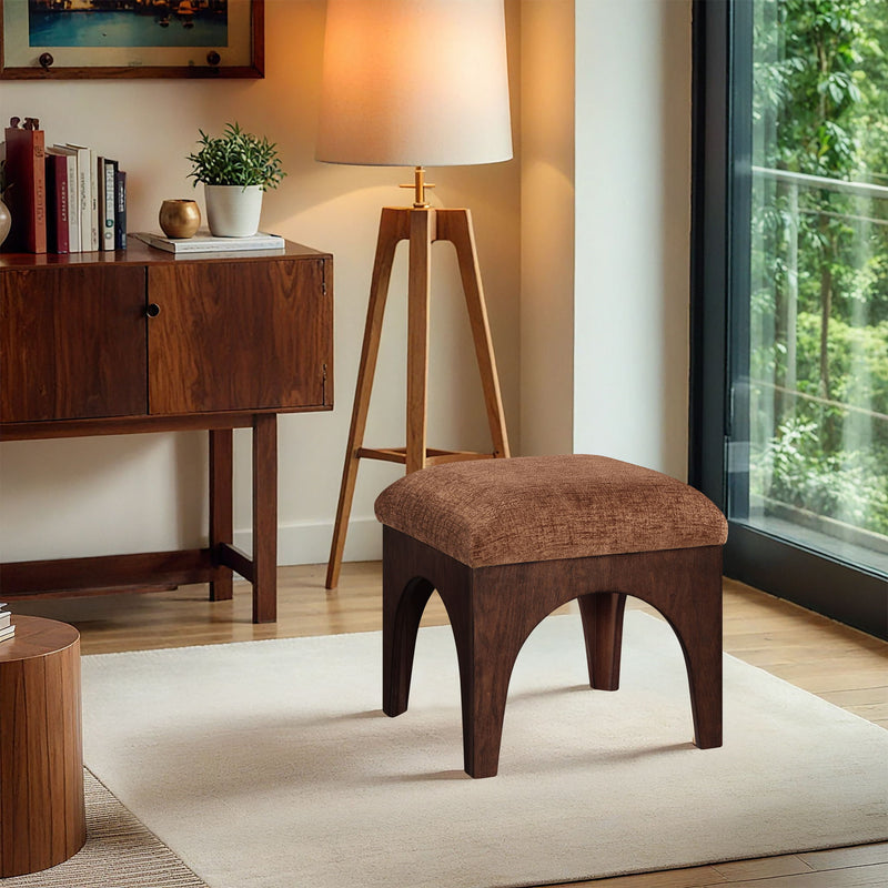 Lawson - Chenille Fabric Upholstered Ottoman - Walnut Base