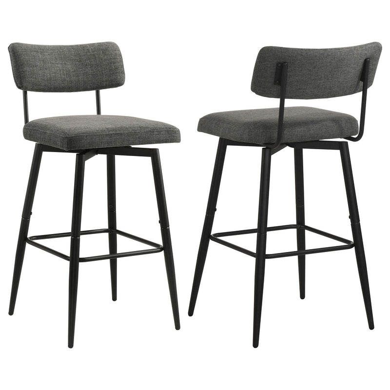 Levine Fabric Upholstered Swivel Bar Chair Grey (Set of 2)
