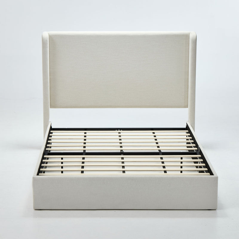 Carmen - Minimalist Upholstered Wingback Bed Frame With High Headboard